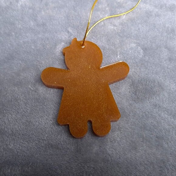 Handmade Resin Set Of 4 Glittery Gingerbread Men Women Christmas Ornaments - Picture 7 of 9